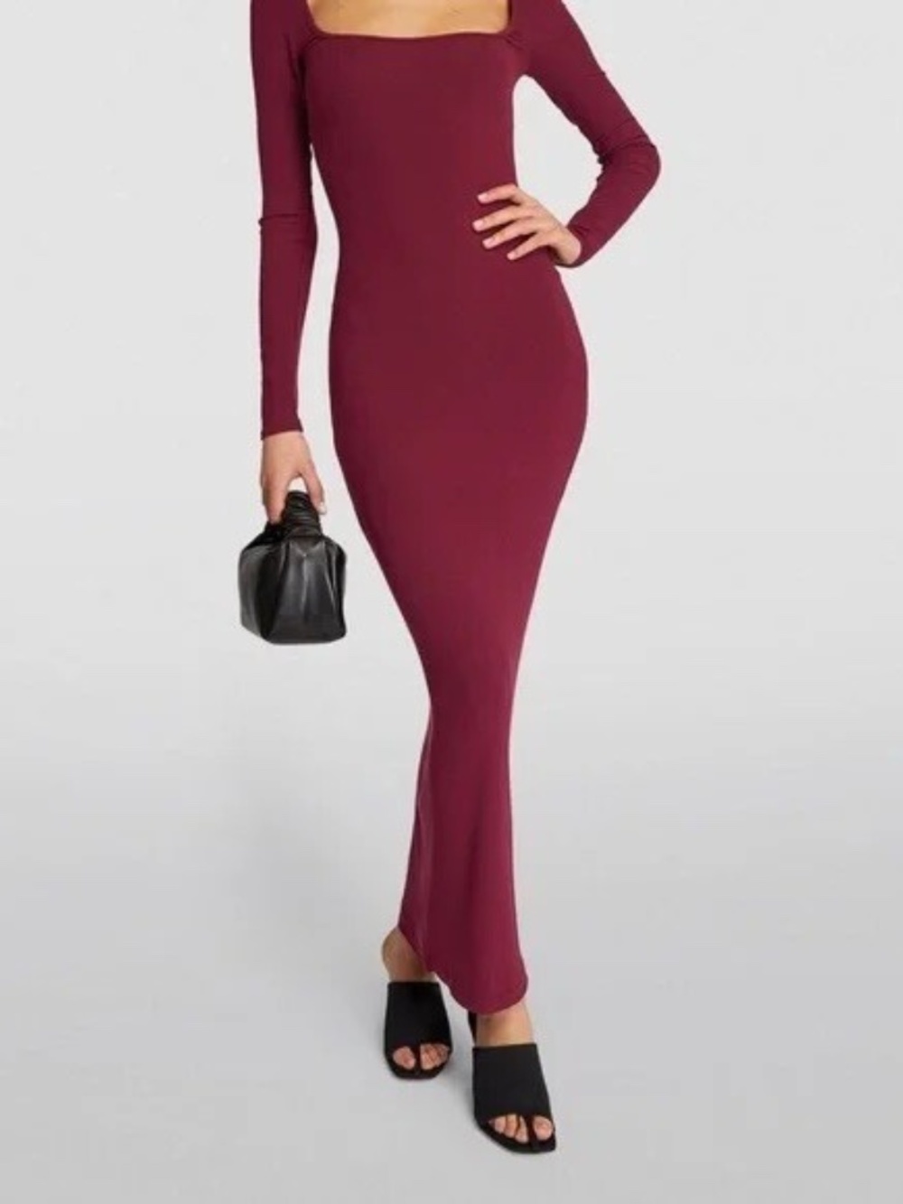 SOFT LOUNGE LONG SLEEVE DRESS | WINE - Picture 2 of 3